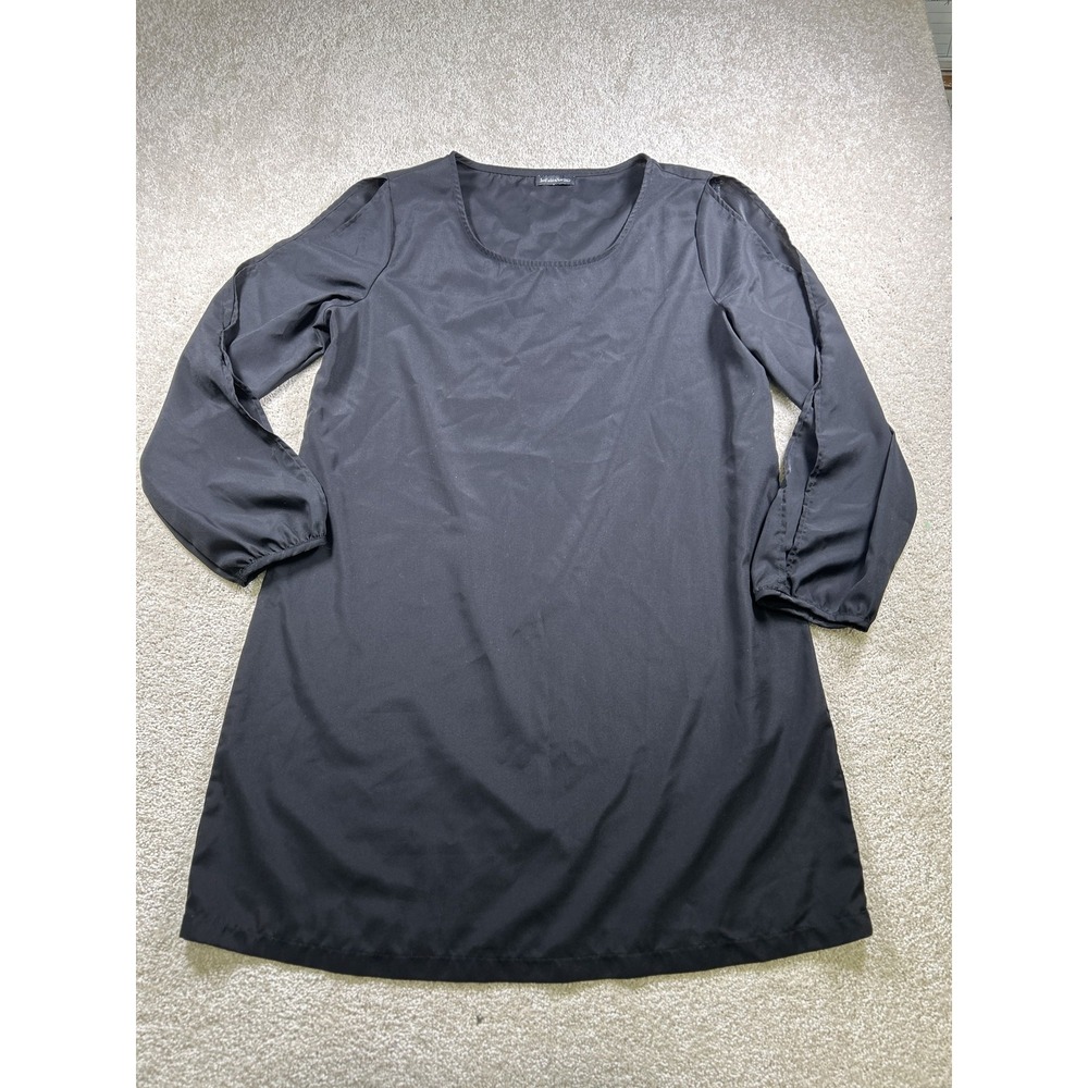 JustFashionNow Dress Womens 2XL Black Long Sleeve Shift Knee Length Cotton Blend